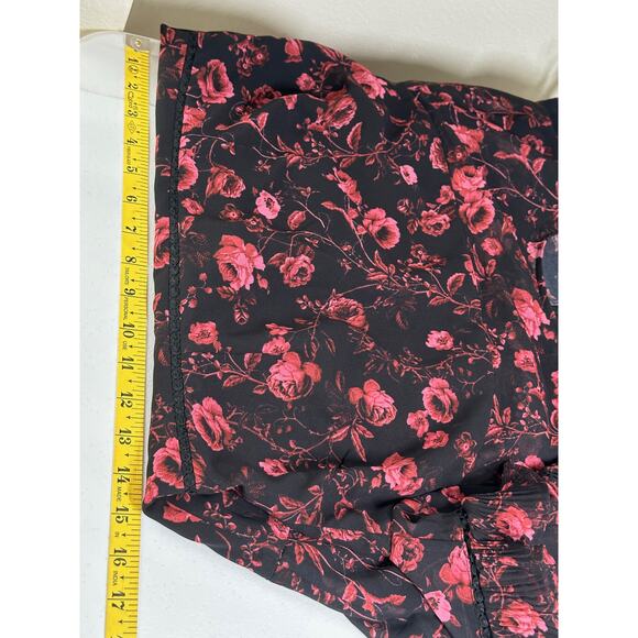 Keepsake Dress Womens 8 Black Red Floral‎ Ruffles Frilly Whimsigoth Fairy Grunge - Picture 11 of 13